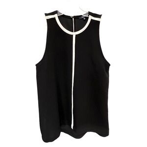 MADEWELL Crepe Canal Tank Top Black with White Contrasting Detailing, Medium